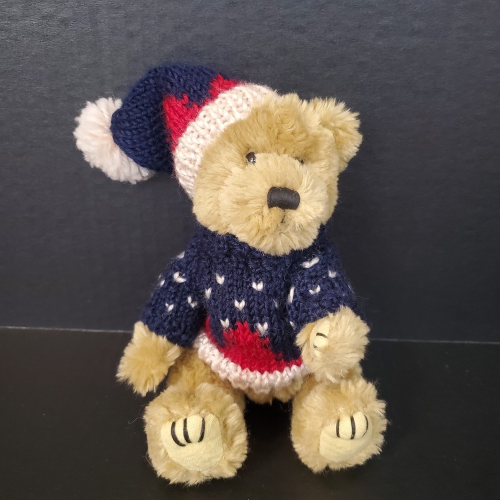 Hugfun Teddy Bear 6" Sitting Christmas Plush W/ Sweater Knit Hat Stuffed 1998